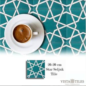 20x20 Cm Star Kutahya Seljuk Pattern Tile,, 1 sqm2 (10 sqf ) ,set of 1 m2 ,25 pcs Unique turkish tiles,relief tile,