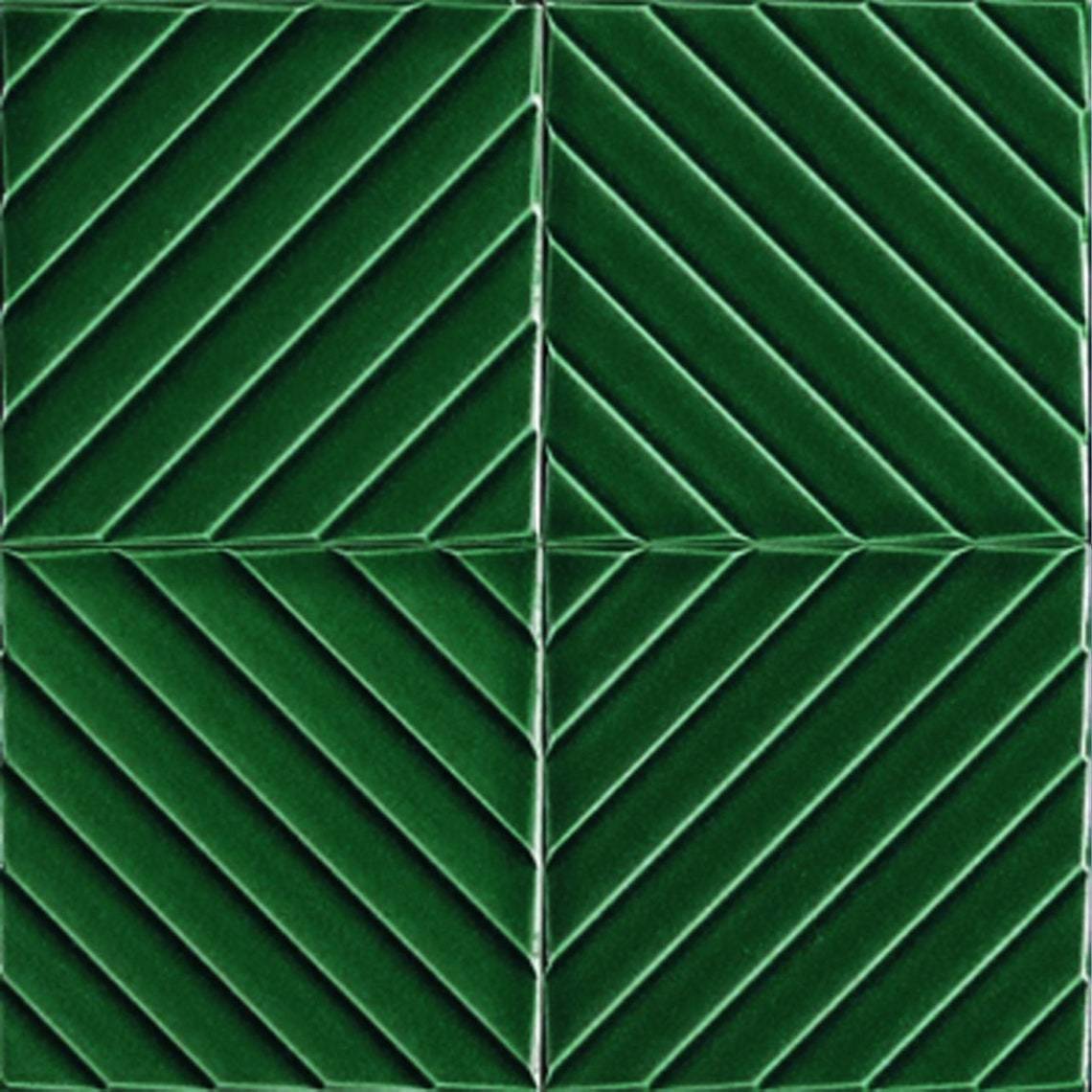 20x20 Cm Linea Green Modern Patterned Ceramic Tile, 1 sqm2 (10 sqf ) ,set of 1 m2 ,25 pcs Unique turkish tiles,relief tile,