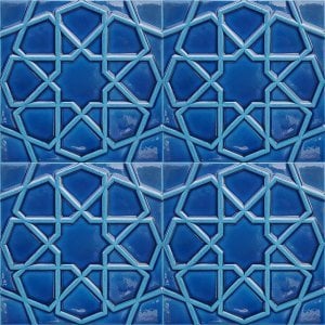 20x20 Cm Relief Cobalt Seljuk Star Pattern Tile, 1 sqm2 (10 sqf ) ,set of 1 m2 ,25 pcs Unique turkish tiles,relief tile,