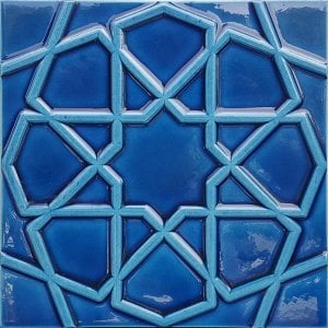 20x20 Cm Relief Cobalt Seljuk Star Pattern Tile, 1 sqm2 (10 sqf ) ,set of 1 m2 ,25 pcs Unique turkish tiles,relief tile,