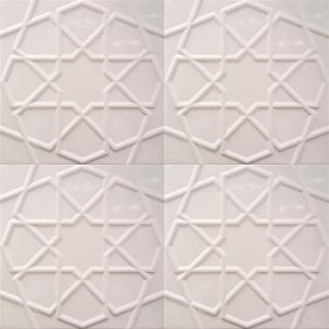 20x20 Cm Relief White Seljuk Star Pattern Ceramic Tile, 1 sqm2 (10 sqf ) ,set of 1 m2 ,25 pcs Unique turkish tiles,relief tile,