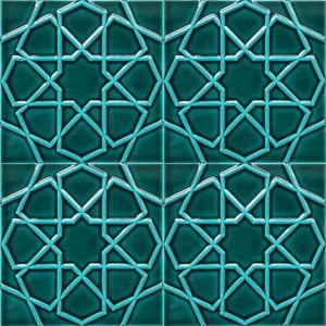 20×20 cm Relief Green Seljuk Star Pattern Tile, 1 sqm2 (10 sqf ) ,set of 1 m2 ,25 pcs Unique turkish tiles,relief tile,ceramic tiles,