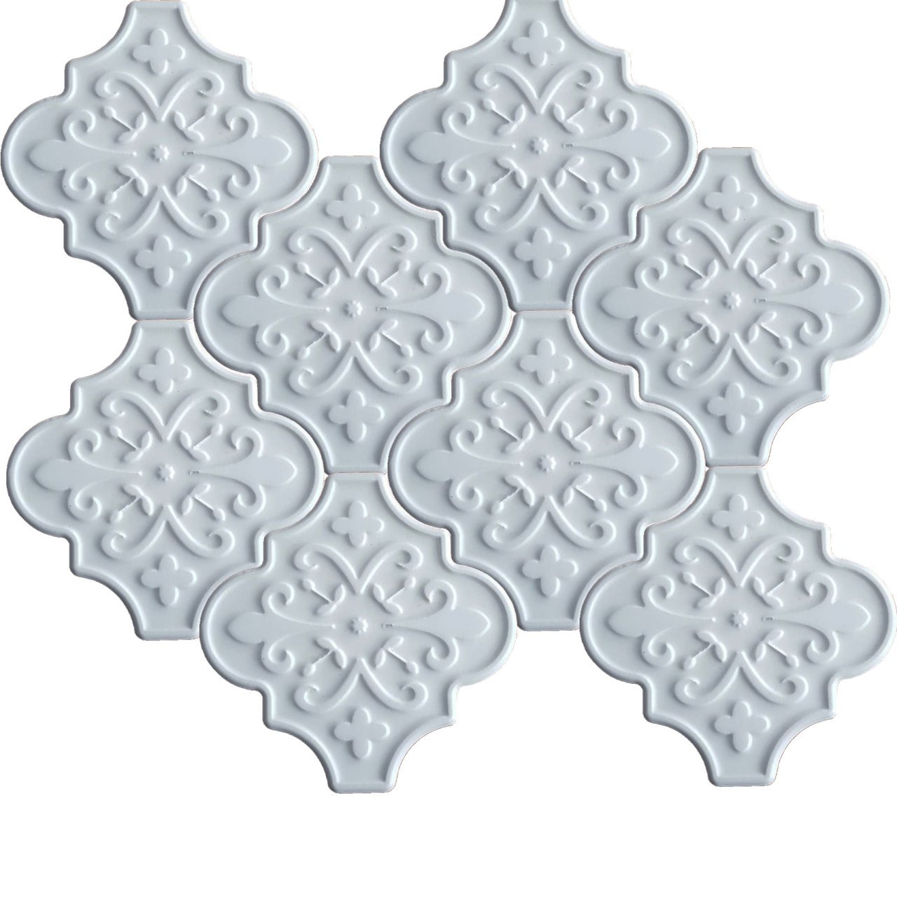 12×12 Ottoman Floral Arabesque White Tile Ceramic, 1 sqm2 (10 sqf ) ,set of 1 m2 ,105 pcs Unique turkish tiles,ceramic mosaic tiles,