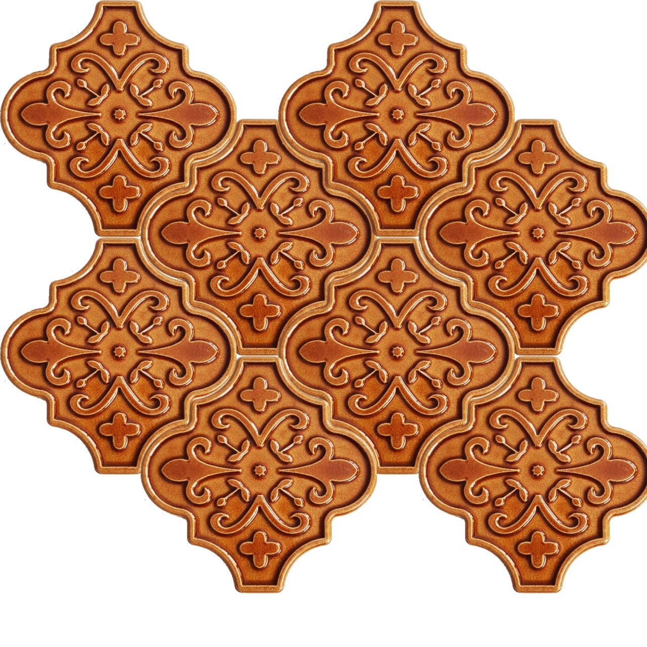 12×12 Ottoman Floral Arabesque Caramel Tile Ceramic 1 sqm2 (10 sqf ) ,set of 1 m2 ,105 pcs Unique turkish tiles,ceramic mosaic tiles,