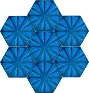 15×17 cm Floral Cobalt Pattern Hexagonal Ceramic Tile,Ottoman Seljuk tiles,Bathroom Tiles, ,kitchen Tile, 4x pcs Turquoise Ceramic Tile