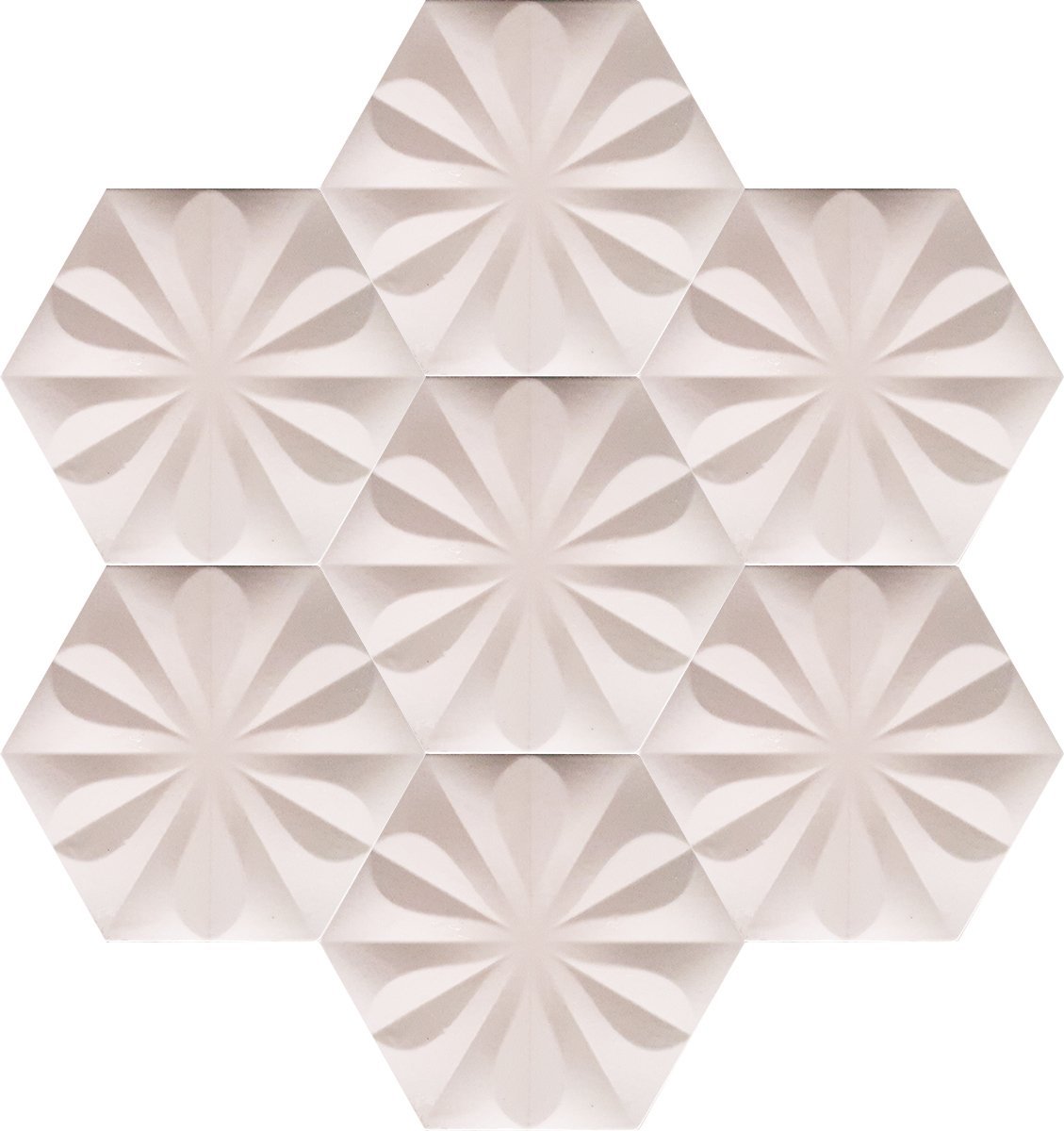 15×17 Cm Floral White Pattern Hexagonal Ceramic Tile,Ottoman Seljuk tiles,Bathroom Tiles, ,kitchen Tile, 4x pcs Turquoise Ceramic Tile