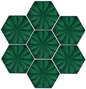 15×17 cm Relief Star Green Hexagonal Ceramic Tile,Ottoman Seljuk tiles,Bathroom Tiles, ,kitchen Tile, 4x pcs Turquoise Ceramic Tile