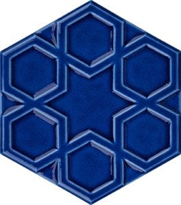 15×17 cm Star Cobalt Hexagonal Ceramic Tile With Relief,Ottoman Seljuk tiles,Bathroom Tiles, ,kitchen Tile, 4x pcs Turquoise Ceramic Tile