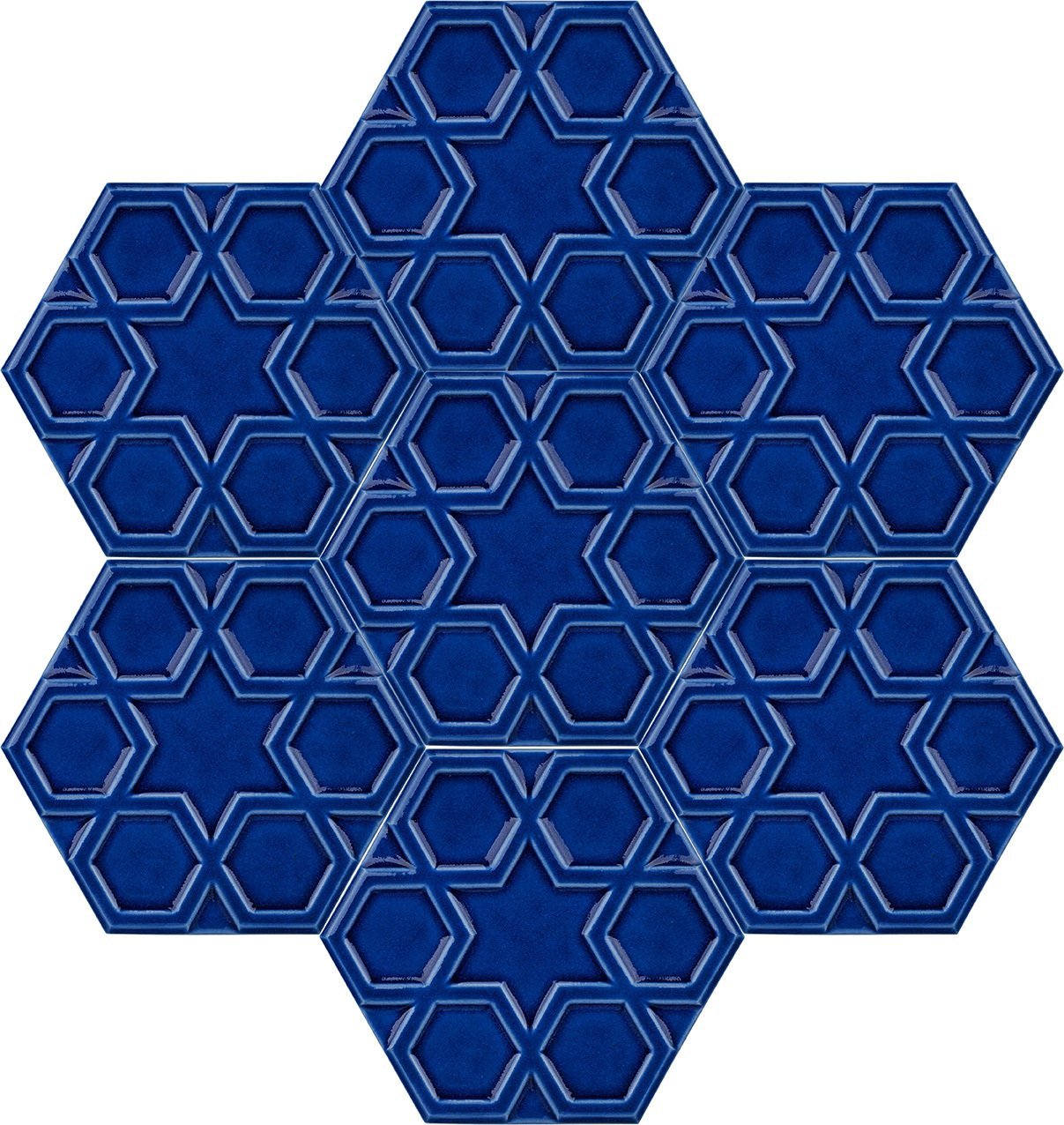 15×17 cm Star Cobalt Hexagonal Ceramic Tile With Relief,Ottoman Seljuk tiles,Bathroom Tiles, ,kitchen Tile, 4x pcs Turquoise Ceramic Tile