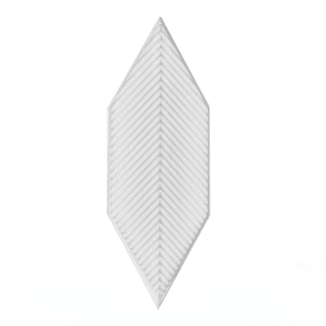 05X15 Cm Striped Leaf Pattern White Ceramic Tile