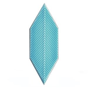 05X15 Cm Striped Leaf Pattern Turquoise Ceramic Tile