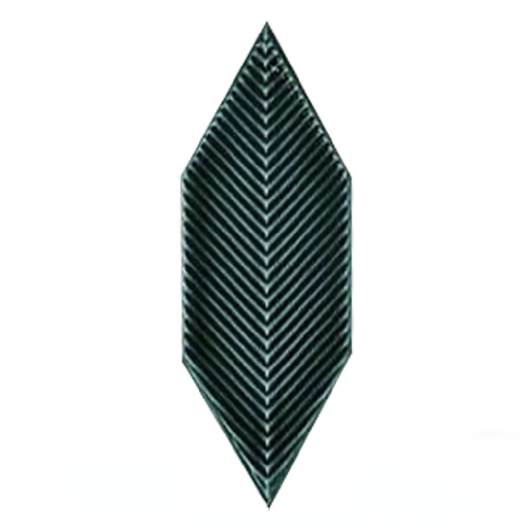 05X15 Cm Striped Leaf Pattern Green Ceramic Tile