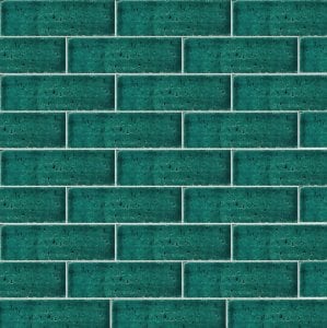 7×22 Cm Brick Green Patterned Ceramic Tile