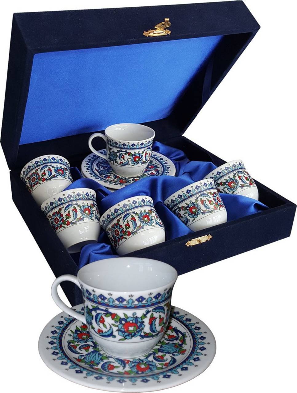 Turkish coffee Porcelain cup set, ,Topkapi Porcelain Cup Set with Velvet Box 12 pcs ,Handmade Cup,Gifts for Coffee Lovers,Christmas gift