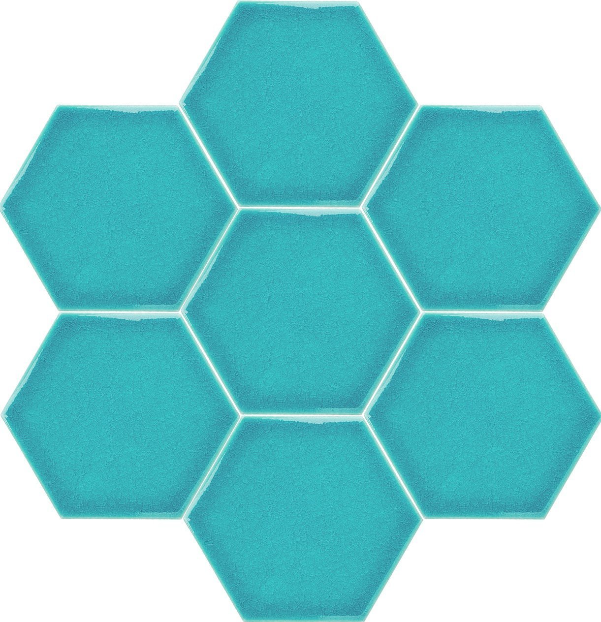 15x17 Cm Flat Turquoise Hexagonal Tile Ceramic 4 pcs