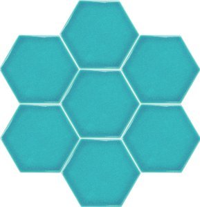 15x17 Cm Flat Turquoise Hexagonal Tile Ceramic 4 pcs