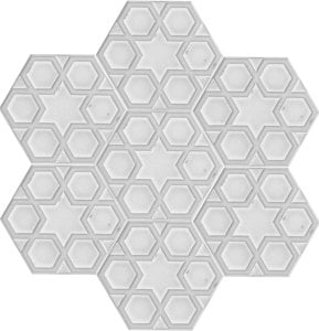 15×17 Cm Relief Star White Hexagonal Ceramic Tile 4pcs