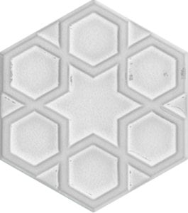 15×17 Cm Relief Star White Hexagonal Ceramic Tile 4pcs