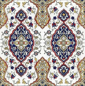 20x20 cm Kütahya Çini Ottoman Patterned Ceramic Tile , 1 sqm2 (10 sqf ) ,set of 1 m2 ,25 pcs Unique turkish tiles,relief tile,floor tile