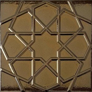 20x20 Cm Star Kutahya Gold Seljuk Pattern Tile,, 1 sqm2 (10 sqf ) ,set of 1 m2 ,25 pcs Unique turkish tiles,relief tile